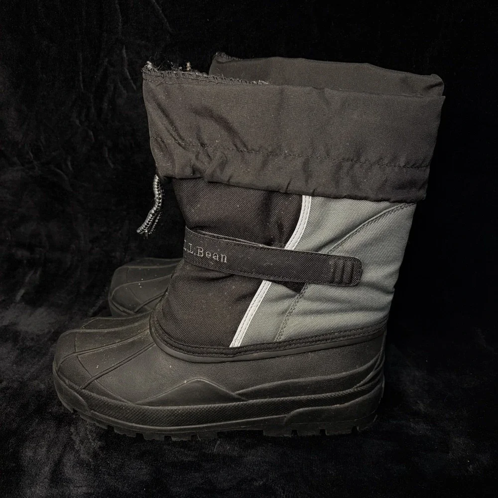 L.L.Bean Northwoods 238064 Kids 7 Snow Boots Black Gray Insulated Lined Boots